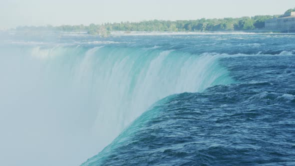 The edge of Niagara Falls behind a railing, Nature Stock Footage ft ...