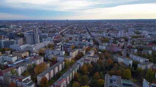 Berlin cityscape with Spree river, Tv Tower. Fabulous aerial view flight drone