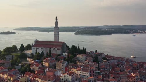Aerial view of St. Euphemia Church, Croatia.