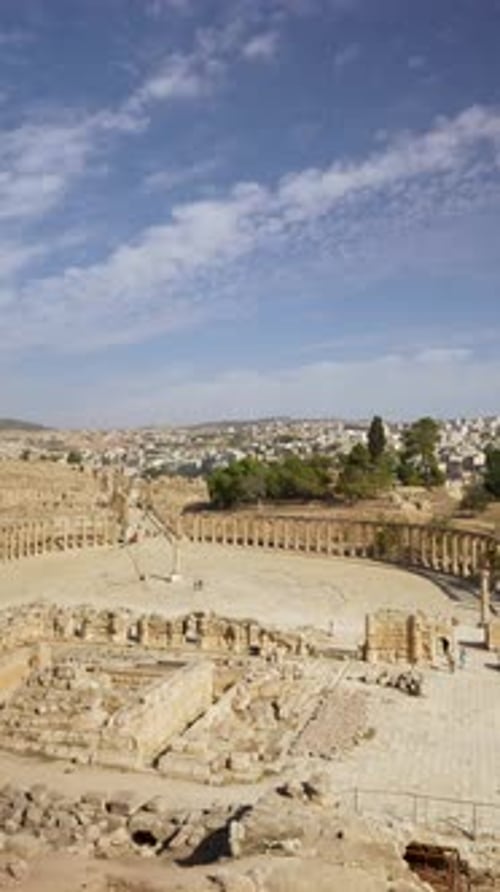 Ruines de la place ovale de Jerash, Jordanie