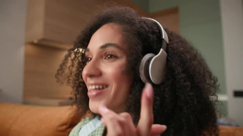 Woman Enjoying Music with Headphones