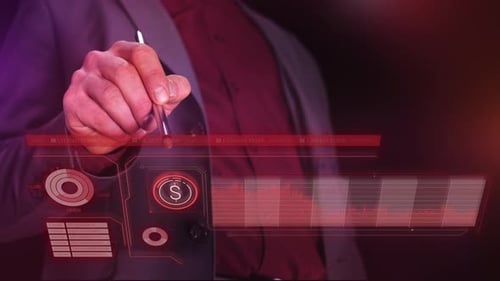 A Businessman Monitors The Fall Of Dollar Quotes On A Virtual Panel