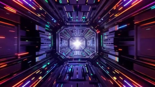 Futuristische Science-Fiction-Neon-Tunnelschleife mit 3D-Motion-Grafik, High SP