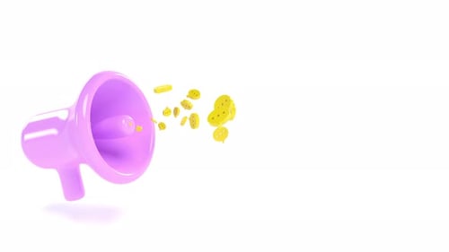 3d Pink Megaphone Speaker with Messages Loudspeaker for Announce on White Back