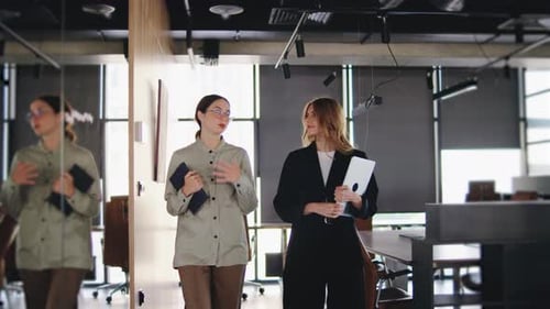 Professional Women are Collaborating Effectively in a Modern Office Environment Embracing Their