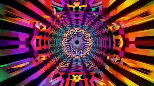 Colorful Psychedelic Kaleidoscope Tunnel Motion Loop