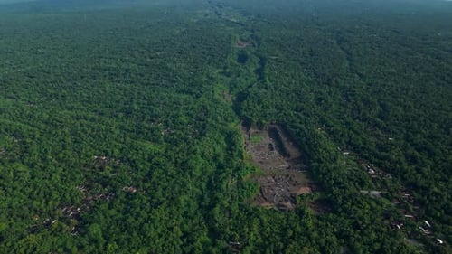 Vista aérea de la montaña y el bosque de Merapi, Indonesia.