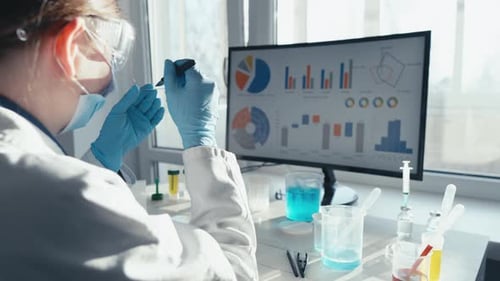 Scientist Works with Samples in Medical Lab