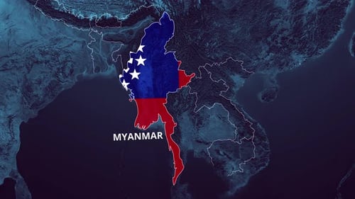Myanmar-Karte und Flagge 4K