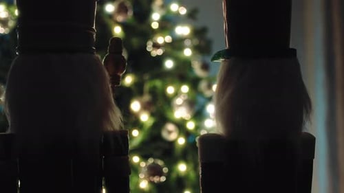 Festive Nutcrackers with Christmas Tree Lights