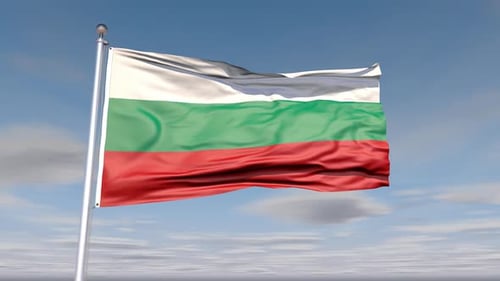 Bulgarian Flag Waving Seamlessly on a Clear Sky