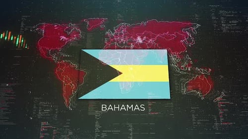 Fondo del gráfico del mercado de valores de Bahamas con bandera