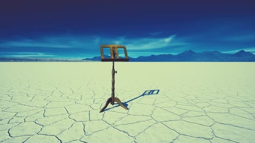 an Old Music Stand is on White Salt Desert