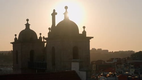 Ancient church on background of sunlight