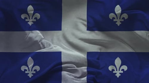 Quebec Flag .Slow Motion Cloth Animation -3D Rendering