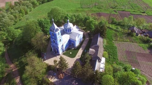Little Orthodox church built more than a century ago. Religious building in the rural area
