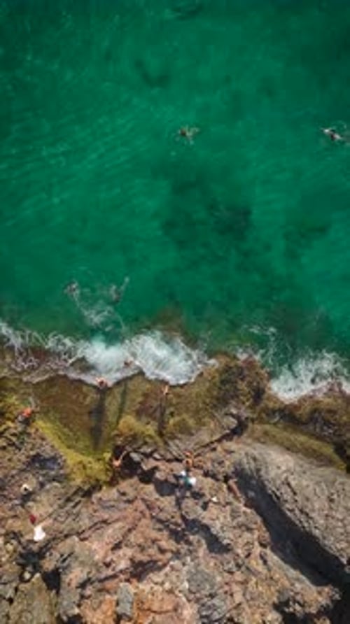 Vertical Video Coastal Twilight Aerial Sunset Over the Sea