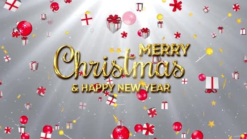 Merry Christmas and Happy New Year Festive Text Animation