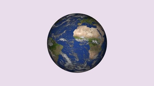 Realistic Rotating Earth Globe Animation on Clean Background