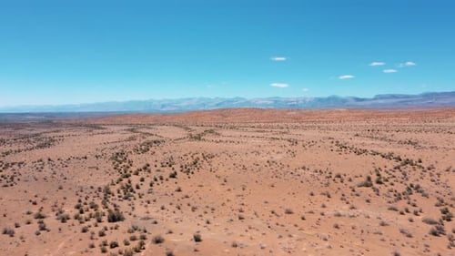 Karoo semi-desert in South Africa, drone fly over ascending from low to high