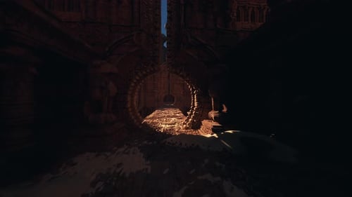 Ancient Carved Desert Temple Flythrough Exploration
