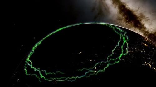 Erde mit Polarlichtern im Weltraum