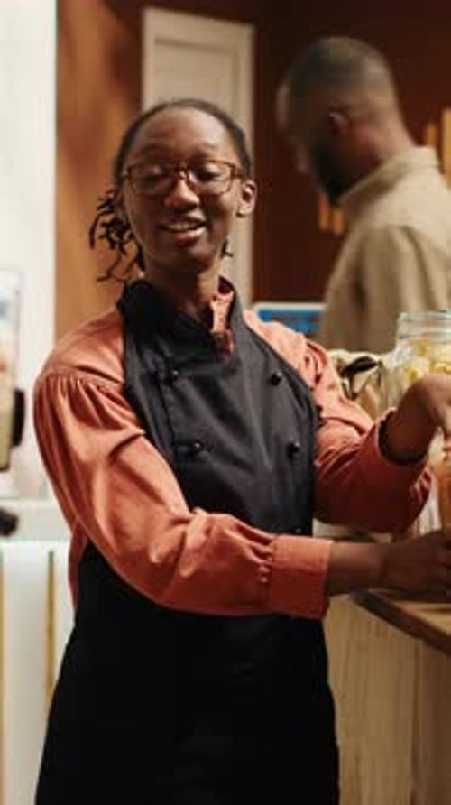 Vertical Video Eco Store Employee Recording Commercial Video on Social Media