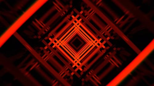 Orange Neon Pulse Square Tunnel Background Vj Loop I 4K