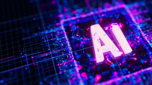 Unité centrale de traitement d'intelligence artificielle Animation Noyau d'informatique quantique avec flux de données et