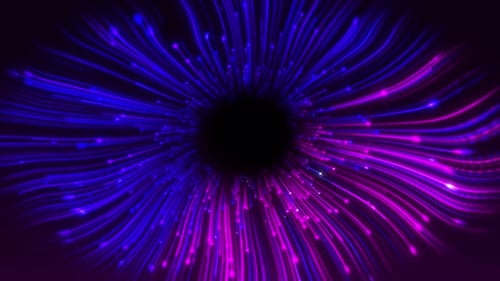 Lignes violettes bleues fluo fluides à grande vitesse. Technologie numérique Shiny Warp Bokeh
Tunnel Hyperspace.