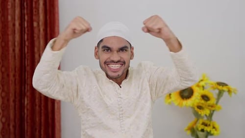 Muslim Man Cheering