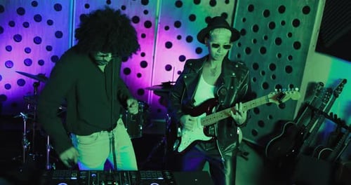 Young People Playing Music Inside a Recording Studio African