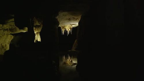Stalactites and stalagmites in a cave