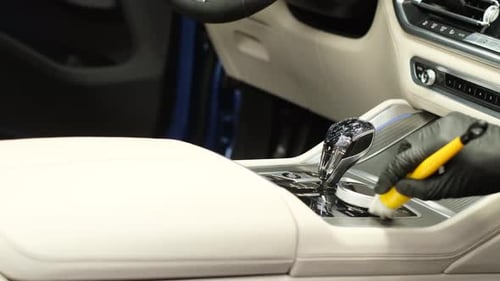 Hand Cleaning Car Console with Brush