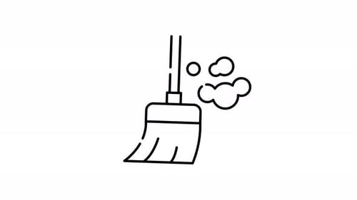 animation of Broom with clouds of dust.