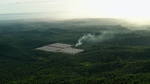 Sunset aerial view of mountain at Tawau, Sabah
