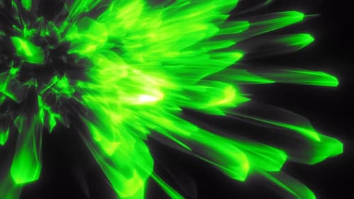 Abstract green shiny glowing lines rays of energy and magical waves, abstract background. Video 4k