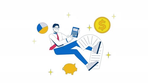 Paying bills happy 2D animation