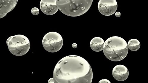 Abstract Metallic Spheres Floating on Black Background