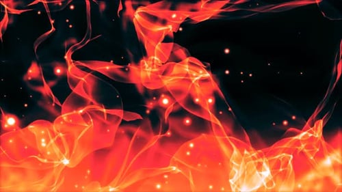Abstract Fiery Fluid Energy Background with Glowing Particles