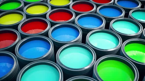 Boîtes à peinture aux tons colorés en métal, motifs infinis, contenants cylindriques