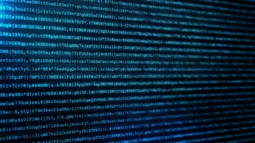 Código de programación abstracto que se ejecuta a través de la pantalla del terminal