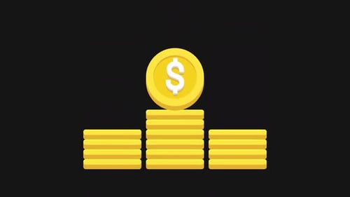 Animated Gold Coins Stacking with Dollar Sign