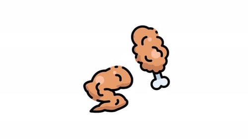 Animated Fried Chicken Leg and Wing Bouncing Icons