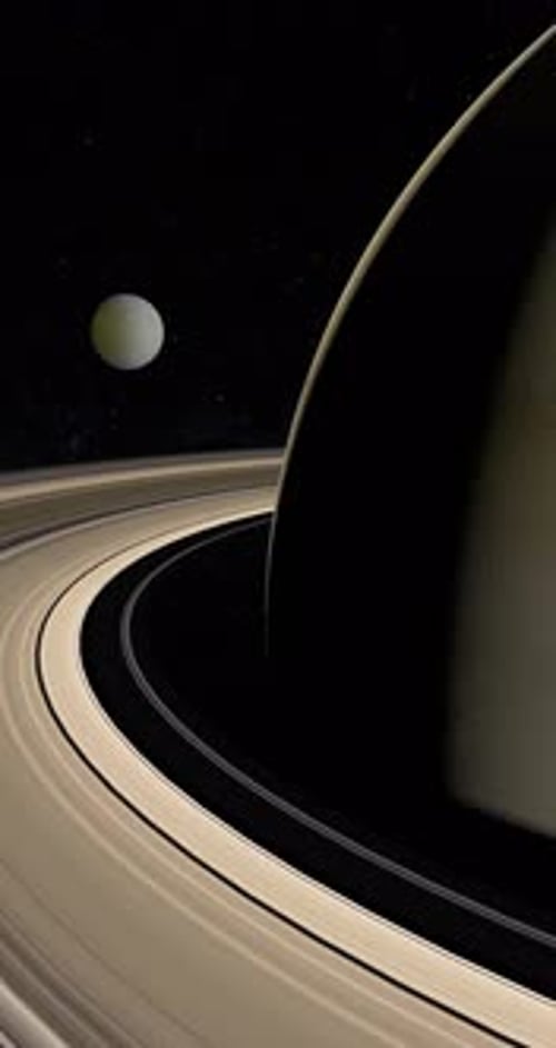 Satellite Rhea around Saturn