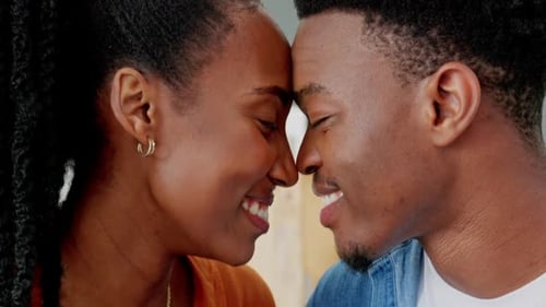 Smiling Couple Sharing Intimate Moment Close Up