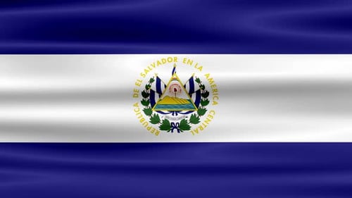 Realistic El Salvador Flag Waving with Fabric Effect