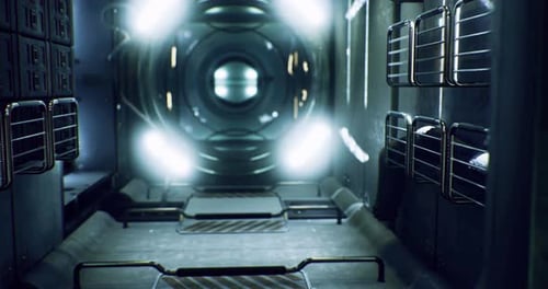 Futuristic Sci-Fi Spacecraft Corridor Technology Animation