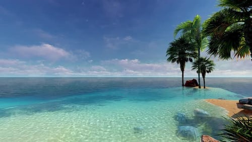 Tropical island lagoon with clear water