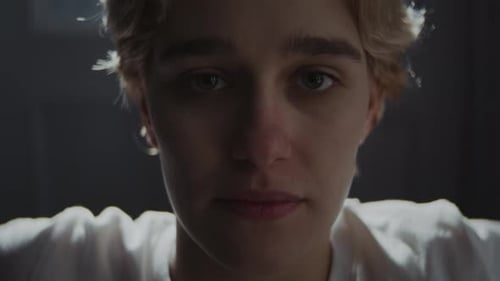 Close-Up of Young Adult with Blonde Hair